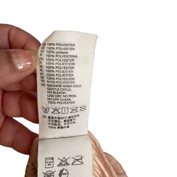 & Other Stories Pink Metallic Micro Pleated Spaghetti Strap Slip Dress - Picture 6 of 8